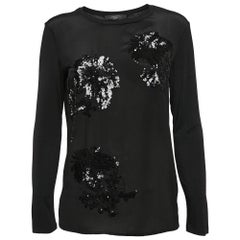 Weekend Max Mara Sequin Embellished Crepe and Knit Top M