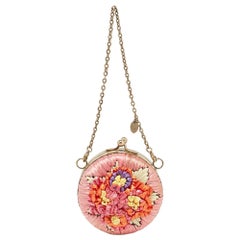 Used RED Valentino Multicolor Straw and Leather Daisy Round Chain Purse