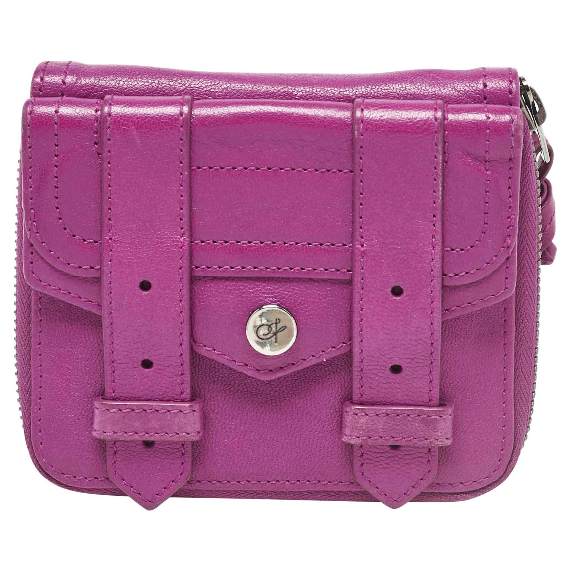 Proenza Schouler Magenta Leather PS1 Compact Wallet For Sale