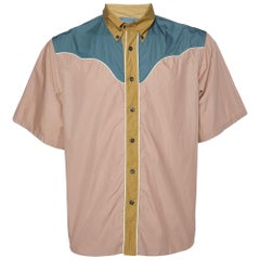 Prada Pink Cotton Paneled Button Front Shirt XL