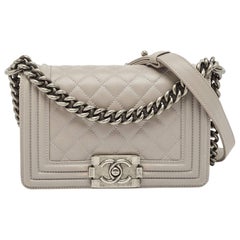 Chanel Grey Quilted Leather Small Boy Flap Bag
