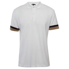 Gucci White Cotton Cut & Sew Paneled Sleeve Polo T-Shirt L