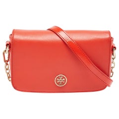 Tory Burch Orange Patent and Leather Mini Robinson Crossbody Bag