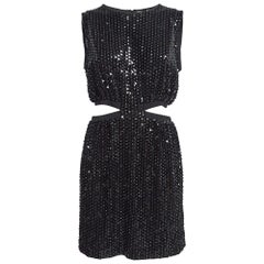 Maje Black Sequin Embellished Stretch Velvet Rassul Mini Dress M