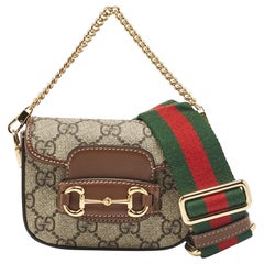 Gucci Beige/Brown GG Supreme Canvas Leather Horsebit 1955 Wallet Crossbody Bag