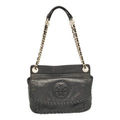 Tory Burch Black Leather Slouchy Marion Tote