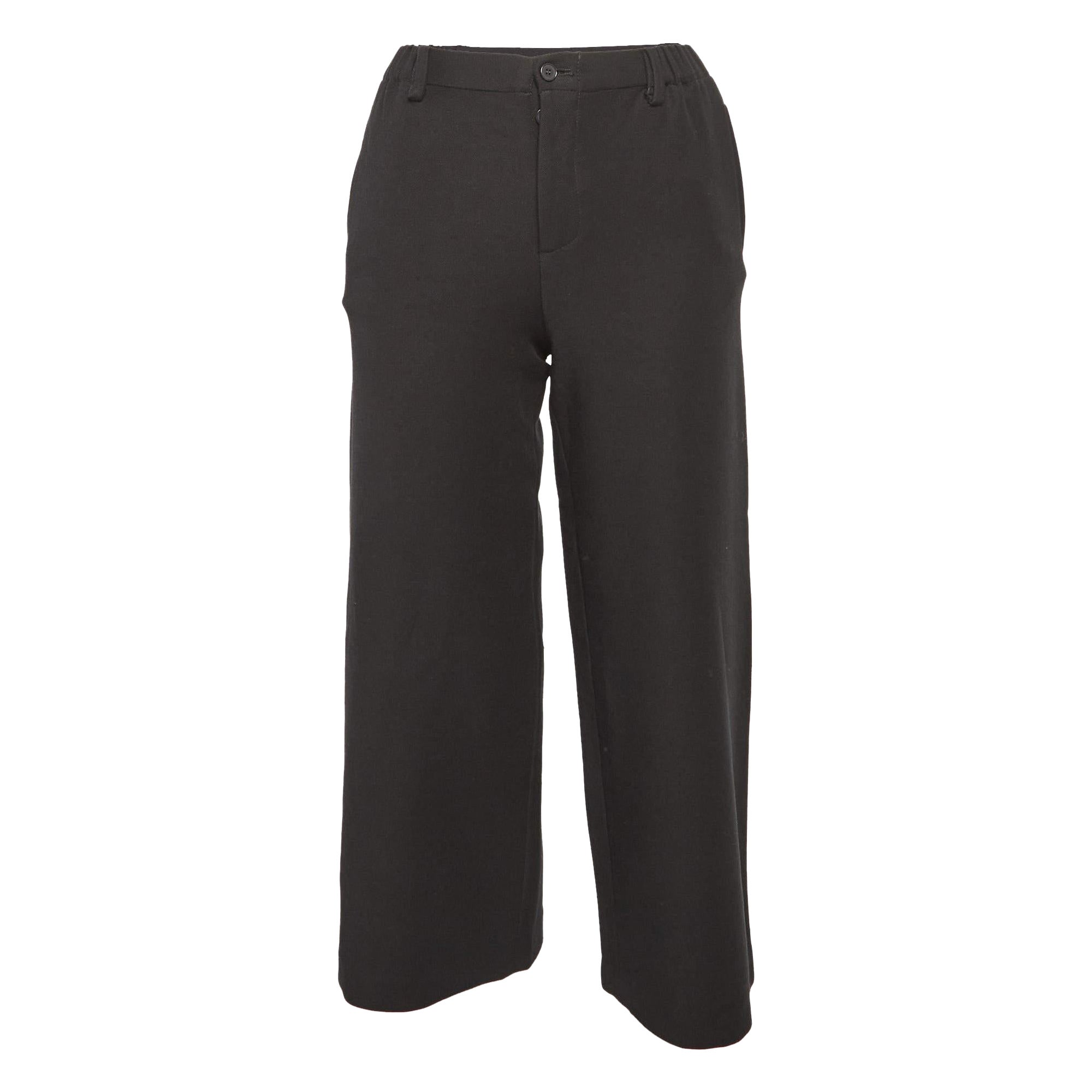 Maje Schwarze Polaris-Hose mit weitem Bein aus Baumwolle XS