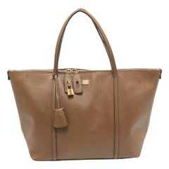 Dolce & Gabbana Dark Beige Leather Miss Escape Zip Tote