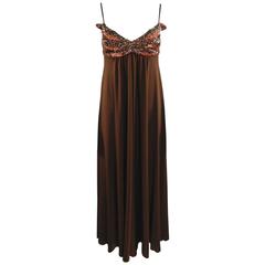 Vintage 1970's Frank Usher Brown Disco Sequin Butterfly Dress 11