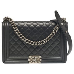 Chanel Black Quilted Leather New Medium Boy Bag