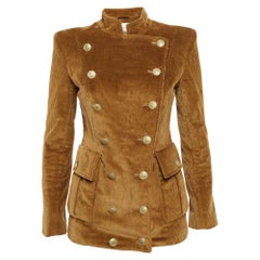 Pierre Balmain Brown Corduroy Double Breasted Jacket S
