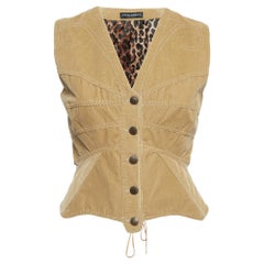 Dolce & Gabbana Tan Corduroy Lace-Up Vest M