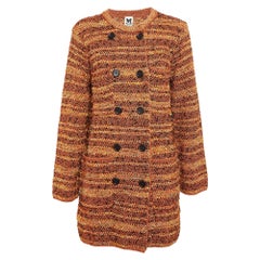 M Missoni Mehrfarbige doppelreihige lange Jacke aus Tweed M