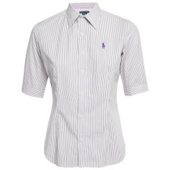 Ralph Lauren Purple Pinstripe Cotton Short Sleeve Shirt S