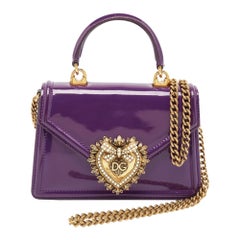 Dolce & Gabbana Purple Patent Leather Small Devotion Top Handle Bag