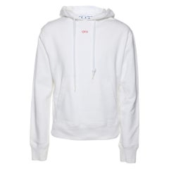 Off-White Sudadera con capucha de punto de algodón blanco con logotipo S