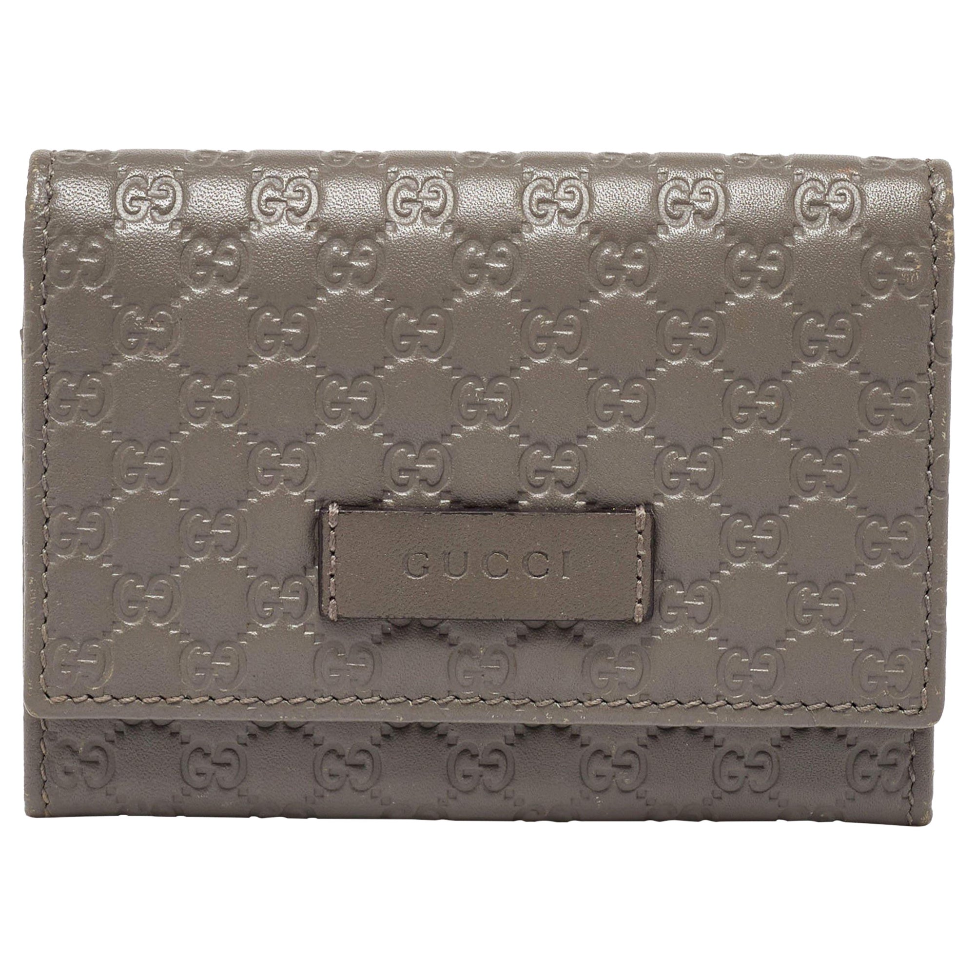 Gucci Grey Microguccissima Leather Card Case For Sale