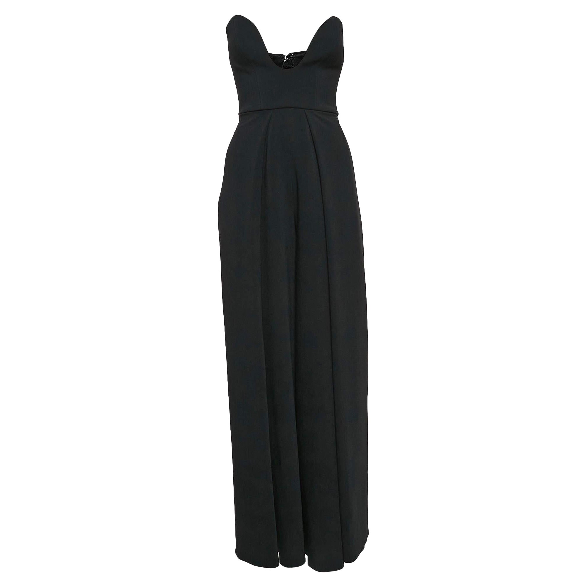 Solace London Black Crepe The Anelli Strapless Jumpsuit M