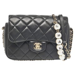 Chanel Black Quilted Leather My Precious Pearl Flap Bag