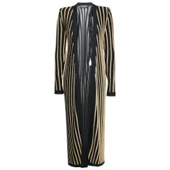 Balmain Black/Gold Striped Lurex Knit Duster Cardigan S