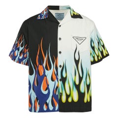 Prada Black/White Printed Cotton Double Match Shirt M