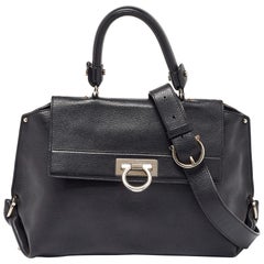 Salvatore Ferragamo Black Leather Sofia Top Handle Bag