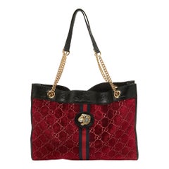 Gucci Red/Black Jumbo GG Velvet Large Rajah Tote