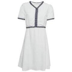 Sandro - Mini robe blanche texturée bordée de crêpe L