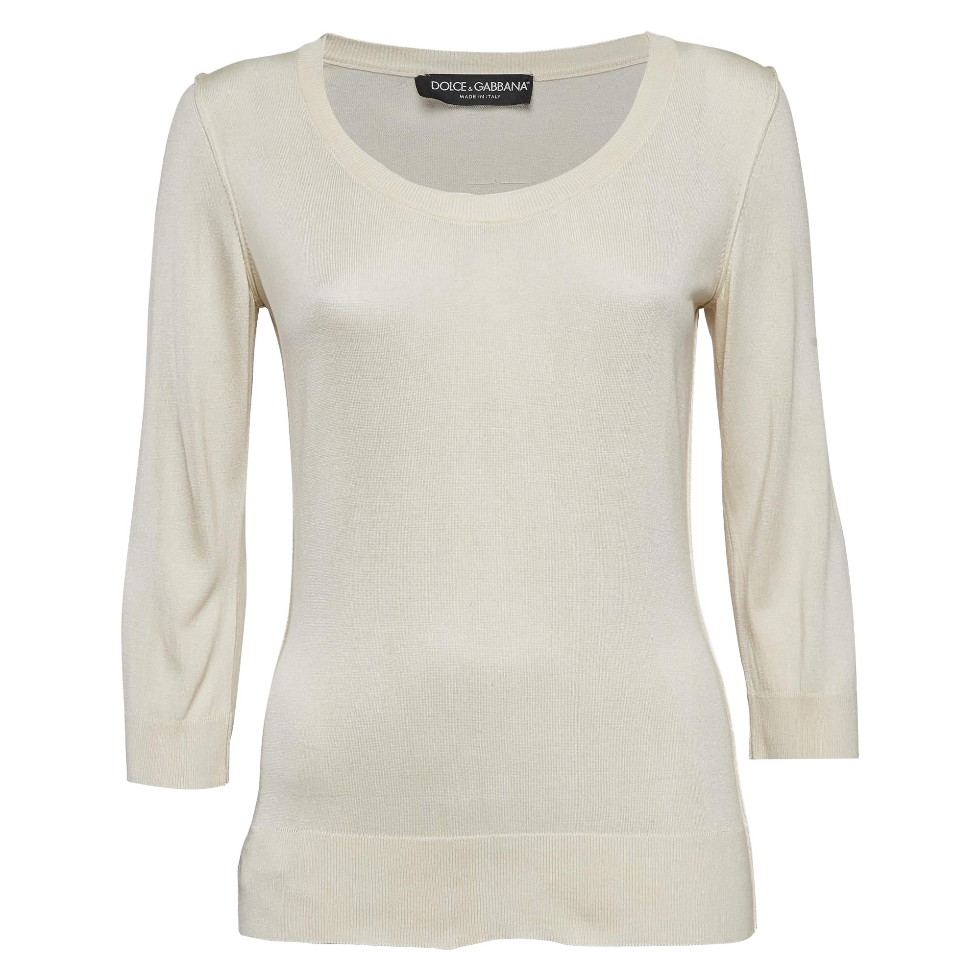 Dolce & Gabbana Maglia a manica intera a girocollo beige chiaro S