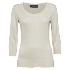 Dolce & Gabbana Light Beige Jersey Full Sleeve Round Neck Jumper S