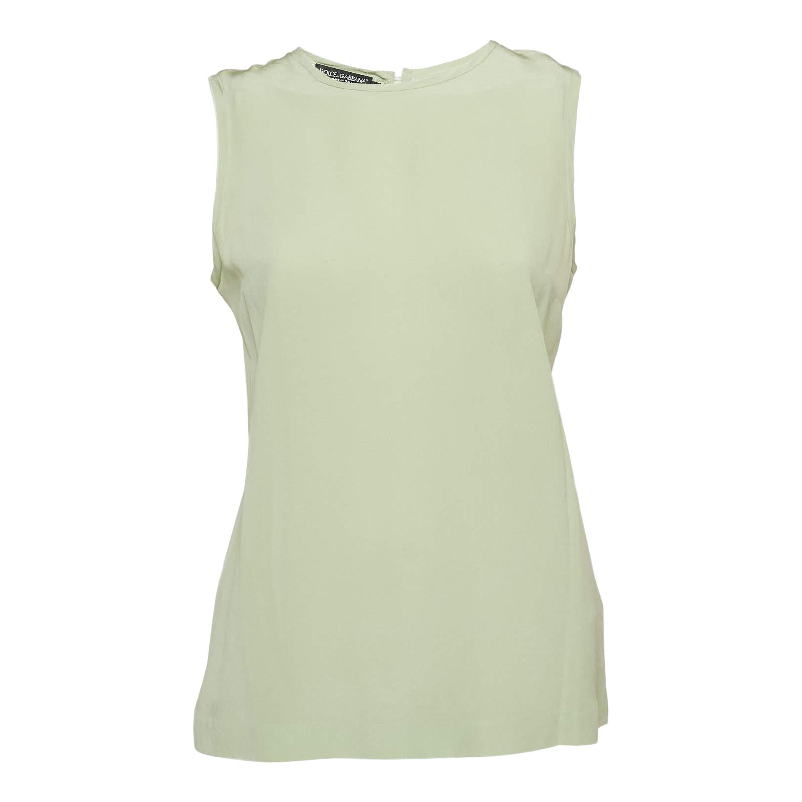 Dolce & Gabbana Green Silk Sleeveless Top S