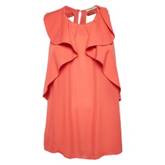 Etro Red Silk Ruffled Sleeveless Top L