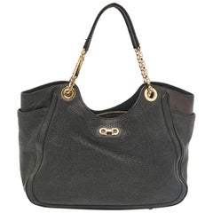 Salvatore Ferragamo Black Leather Betulla Tote