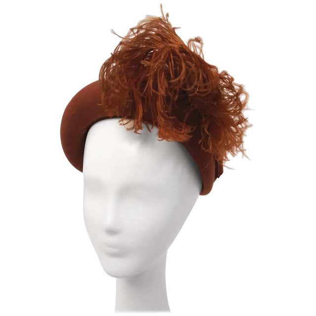 40s Rust Colored Felt Hat with Curled Marabou Feathers at 1stDibs ...