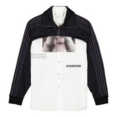 Burberry - Chemise rayée emblématique en coton et jersey imprimé singe blanc L