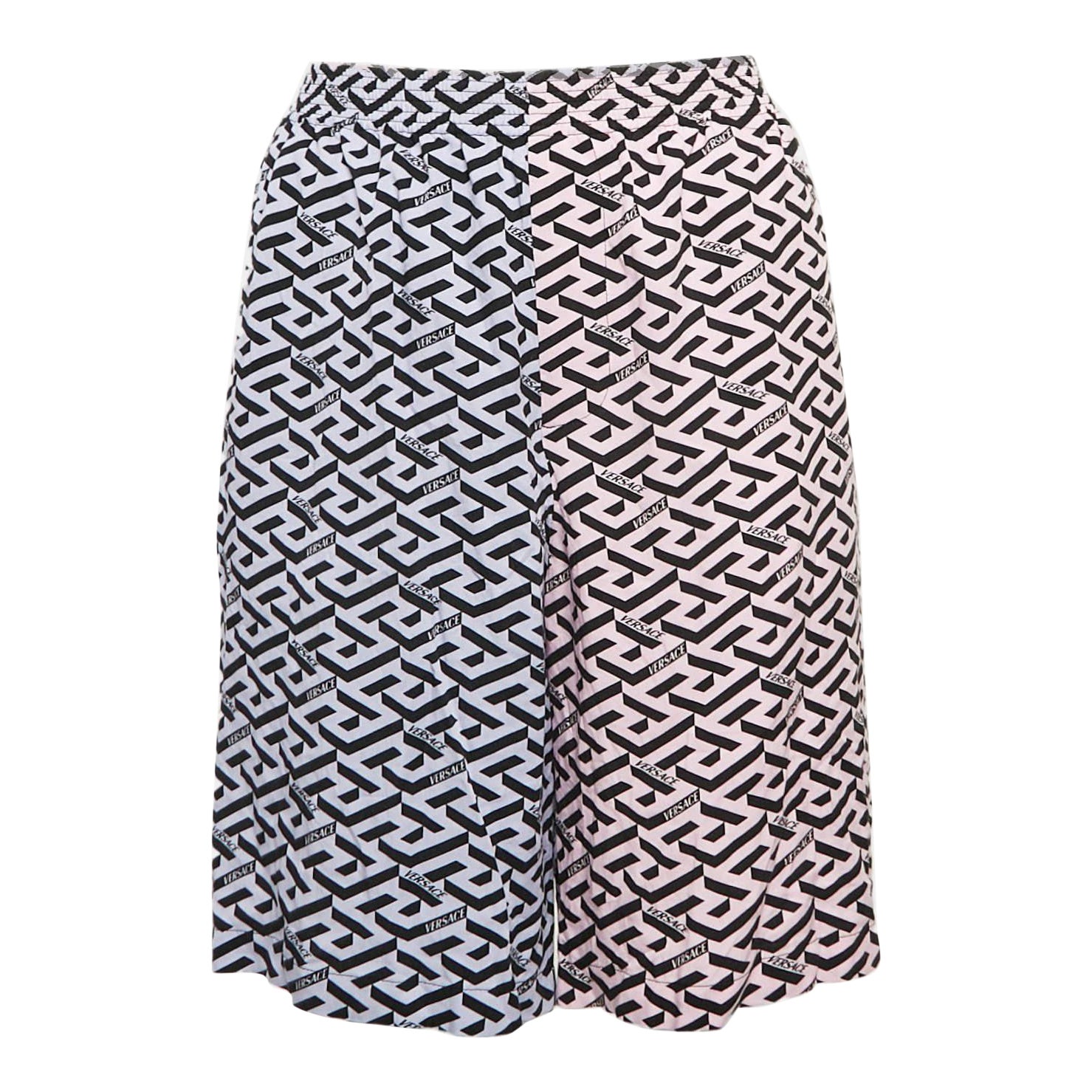 Versace Pink/Purple Logo Print Crepe Shorts L