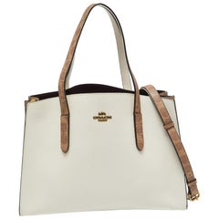Fourre-tout Charlie en cuir Whiting/Brown et toile enduite Signature de Coach