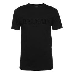 Balmain Schwarzes Logo-T-Shirt aus Baumwolle S