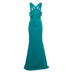 Roland Mouret Persian Green Stretch Crepe Cut-Out Luzon Gown M