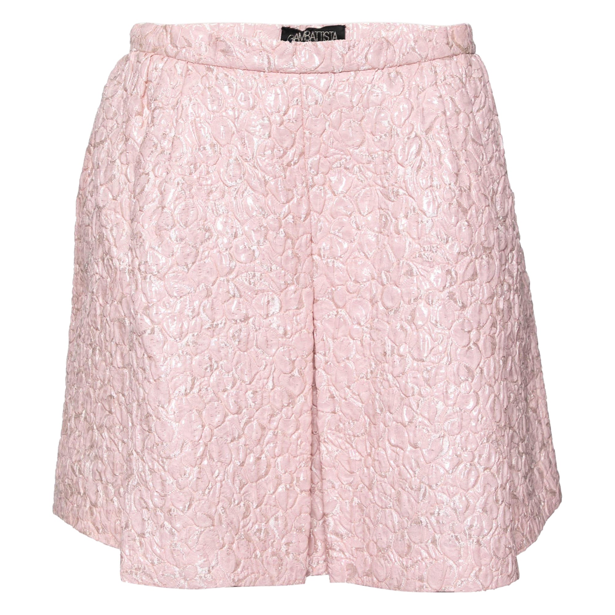 Giambattista Valli Pink Floral Jacquard Pleated Mini Skirt M For Sale