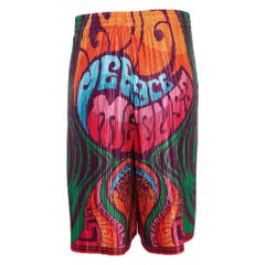 Versace Multicolor Medusa Print Satin Plissee College Fit Shorts M