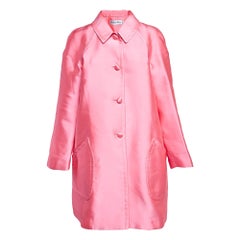 Christian Dior Neon Pink Crepe Single Breasted Long Coat L