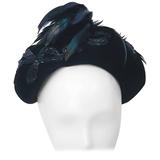 Cappello in velluto con perline anni '40