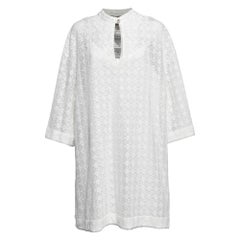 Gucci White GG Floral Lace Mini Tunic Dress XL