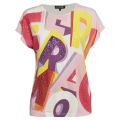 Salvatore Ferragamo - T-shirt imprimé rose à sequins S
