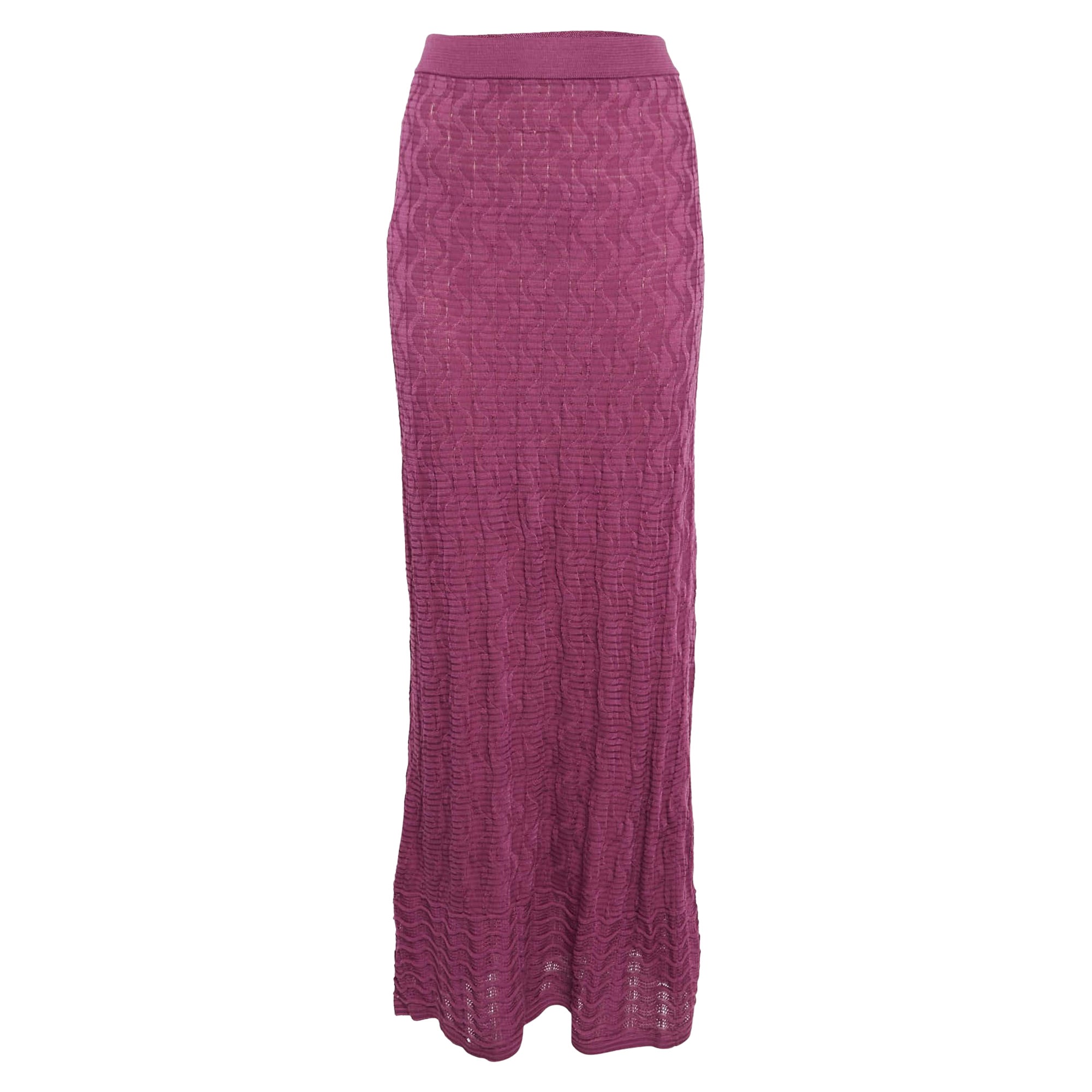 M Missoni Pink Patterned Knit Maxi Skirt S For Sale