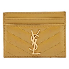 Saint Laurent Yellow matelassé Leather Cassandre Card Holder