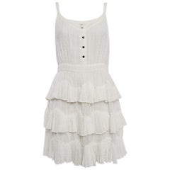 Maje Weißes Schweizer Dots Chiffon Tiered Rustivan Kurzes Kleid L