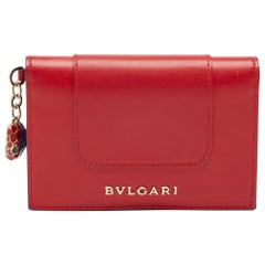 Bvlgari Red Leather Serpenti Forever Bifold Card Case