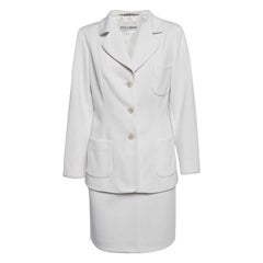 Dolce & Gabbana Vintage White Knit Single Breasted Skirt Suit M